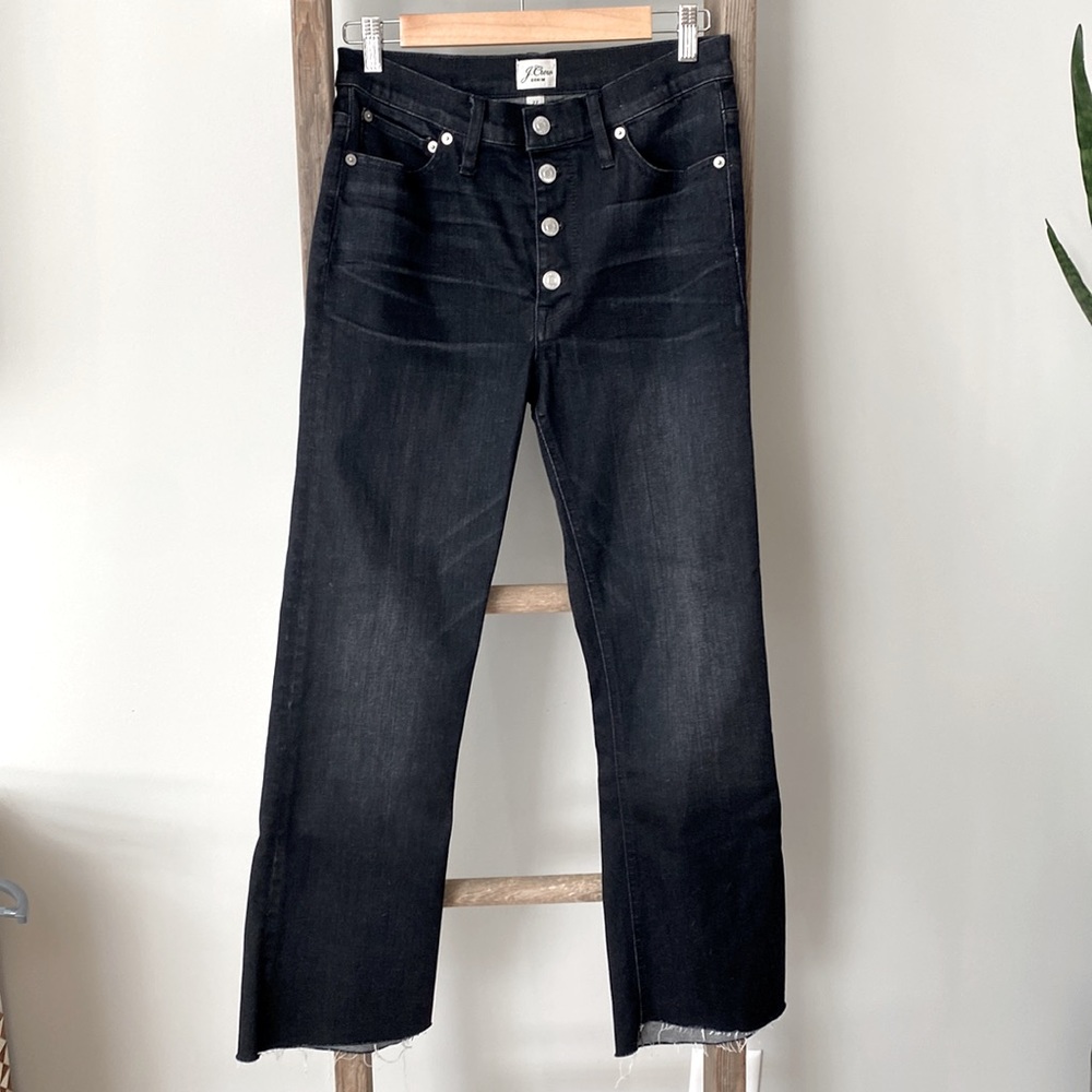 Jcrew Button-fly Demi-Boot jean in charcoal